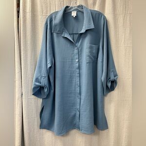 NAIF / Blue Chambray color/ Button Down/Tunic Blouse Women's Size 3X /